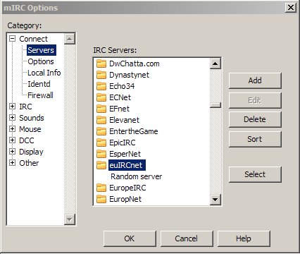 Auswählen des Servers