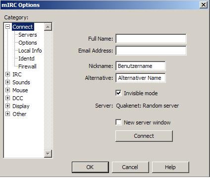 Eintragen des Benutzernamens