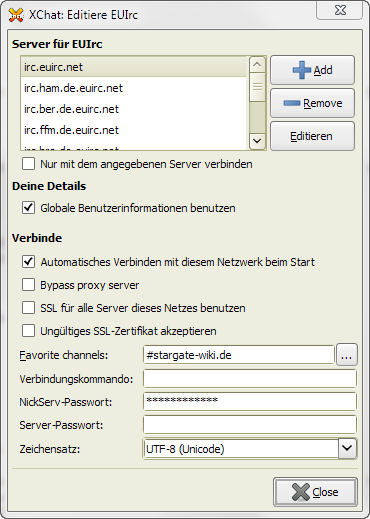 Eintragen der Benutzernamen und des Passwortes