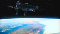 Das Raumschiff befindet sich im Erdorbit.